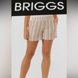 NEW Ladies' Linen Blend Tan Striped Shorts